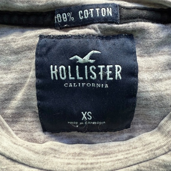 Hollister California Embroidered Logo Tee Shirt Men Size XS Heather Gray Cotton - Picture 4 of 4